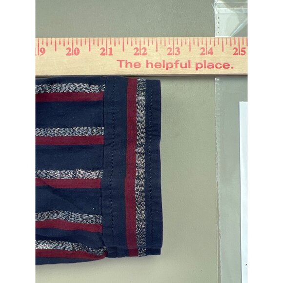 J Crew Metallic Stripe Popover Tunic Shirt Womens 16 Navy Cotton Blend Preppy - Picture 6 of 11